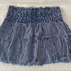Aerie blue and white striped skirt